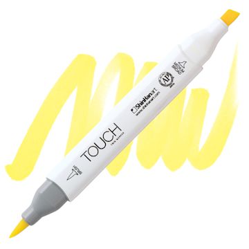 Open in modal - ShinHan Touch Twin Brush Marker - Fluorescent Yellow F123 marker and swatch