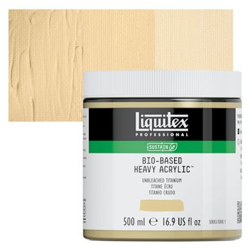 Open in modal - Liquitex Bio-Based Heavy Acrylic Paint - Unbleached Titanium, 500 ml jar and swatch