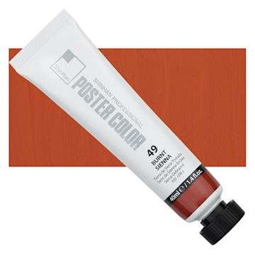 Open in modal - ShinHan Professional Poster Color Paint - Burnt Sienna, 40 ml tube and swatch