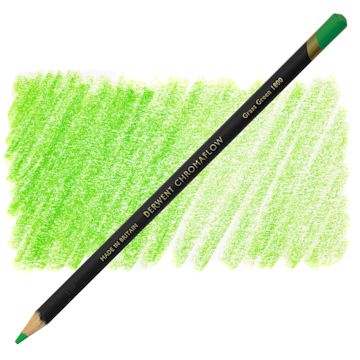 Open in modal - Derwent Chromaflow Colored Pencil - Grass Green, swatch and pencil