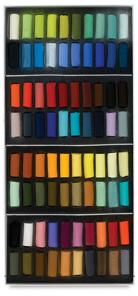Sennelier Soft Pastels - Set of 80, Assorted Colors, Half Sticks (box open to show contents)