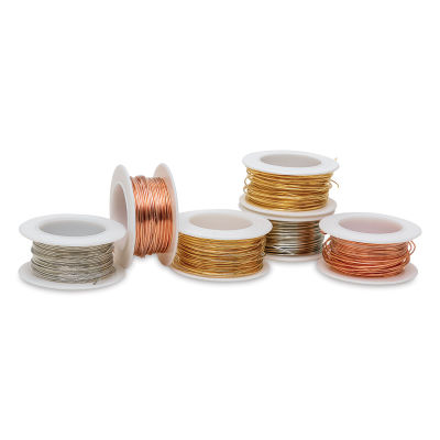 Colored Copper Wire Pack - 22 Gauge x 15 ft, Copper, Gold, and Silver (2 spools each color)