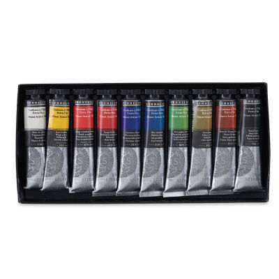 Sennelier Artists' Extra Fine Oil Paint - Components of 10pc Set shown in tray