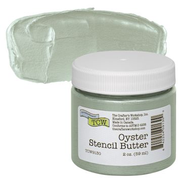 Open in modal - Stencil Butter Acrylic Paint - Oyster, 2 oz, Jar and swatch
