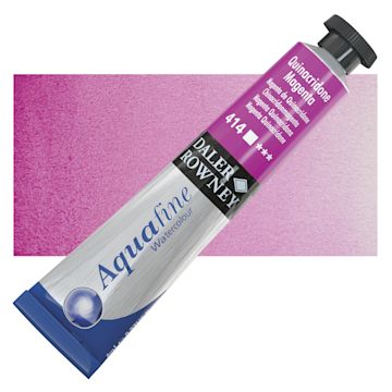 Open in modal - Daler-Rowney Aquafine Watercolor - Quinacridone Magenta, 8 ml, Tube and swatch