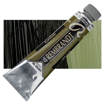 Open in modal - Rembrandt Artists' Oil Color - Olive Green, 40 ml tube and swatch