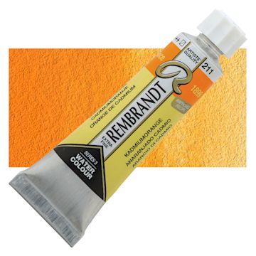 Open in modal - Rembrandt Artist Watercolor - Cadmium Orange, 10 ml tube and swatch