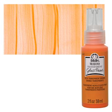Open in modal - FolkArt Murano Glass Paint - Orange, 2 oz bottle and swatch
