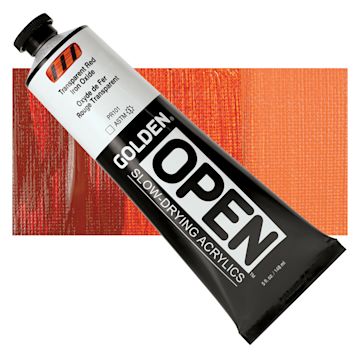 Open in modal - Golden Open Acrylic - Transparent Red Iron Oxide, 5 oz Tube and swatch