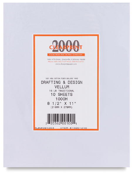 Clearprint 1000H Vellum - 16 Lb - Plain - 11 inch X 17 inch - Sheet Pad  (100 sheets)