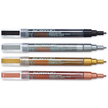 Open in modal - Montana Acrylic Markers - Metallic, Set of 4, Extra Fine Point
