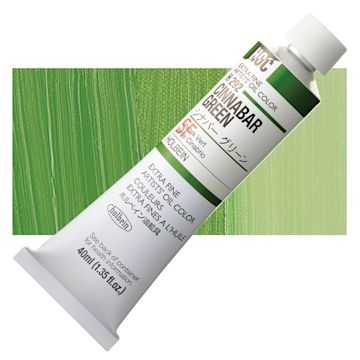 Open in modal - Holbein Artists' Oil Color - Cinnabar Green, 40 ml tube and swatch