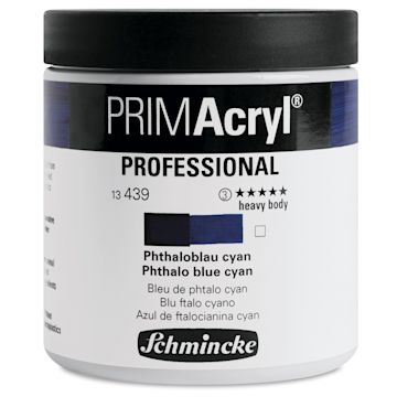 Open in modal - Schmincke Primacryl Professional Acrylic Paint - Phthalo Blue Cyan, 237 ml Jar