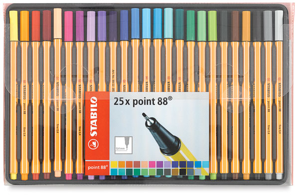 Assorted Colours Wallet of 25 STABILO Point 88 Fineliner Rollerset 