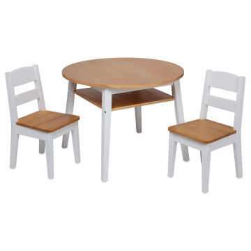 Melissa & Doug Wooden Round Table and Chairs - White/Natural
