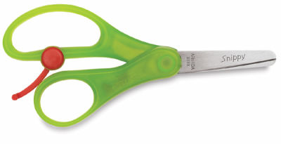 Spring Action Scissors - 5" Blunt children's scissors shown closed and horizontally
