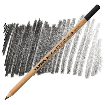Open in modal - Lyra Rembrandt Polycolor Premium Oil-Based Colored Pencil - Black Hard pencil and swatch