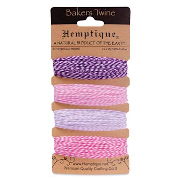 Open in modal - Hemptique Baker's Twine Card - 120 ft, Raspberry Sorbet
