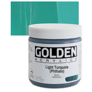 Golden Heavy Body Artist Acrylics - Light Turquoise (Phthalo), 16 oz Jar