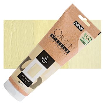 Open in modal - Pebeo Origin Acrylic Paint - Buff Titanium, 240 ml tube and swatch