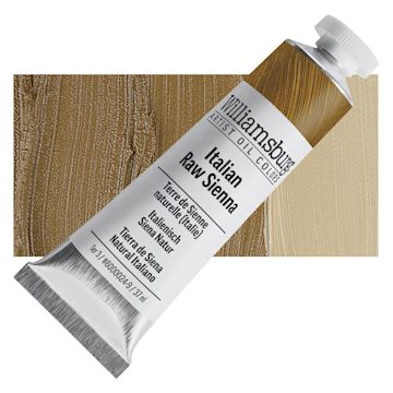 Open in modal - Williamsburg Handmade Oil Paint - Italian Raw Sienna, 37 ml tube and swatch