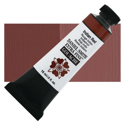 Daniel Smith Extra Fine Gouache - Indian Red, 15 ml Tube and Swatch