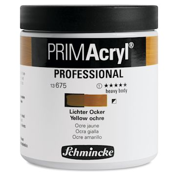 Open in modal - Schmincke Primacryl Professional Acrylic Paint - Yellow Ochre, 237 ml Jar