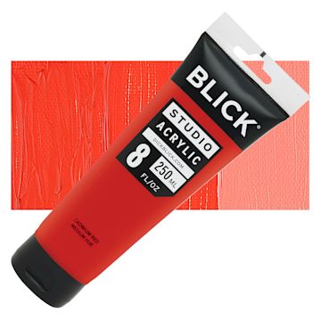 Open in modal - Blick Studio Acrylic Paint - Cadmium Red Medium Hue, 8 oz tube and swatch
