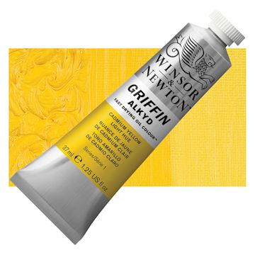 Open in modal - Winsor & Newton Griffin Alkyd - Cadmium Yellow Light Hue, 37 ml tube and swatch