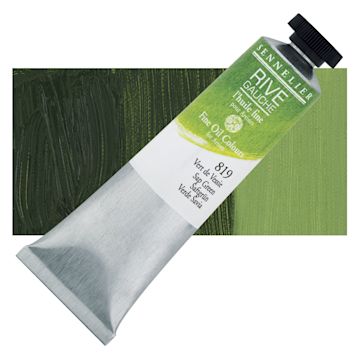Open in modal - Sennelier Rive Gauche Artists Oil Color - Sap Green, 40 ml tube and swatch