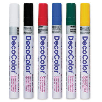 Decocolor Paint Markers - Set of 6 Primary Colors shown upright