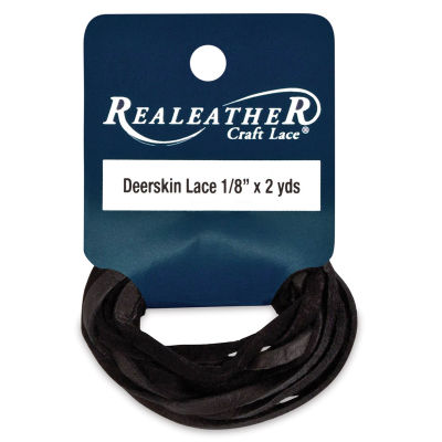Realeather Deerskin Lace - 2 yds of Black Deerskin Lace on Hang card