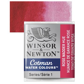 Open in modal - Winsor & Newton Cotman Watercolor Half Pan - Rose Madder Hue and swatch