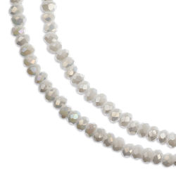 John Bead Crystal Lane Rondelle Bead Strands - White, Opaque, AB, 7" (Close-up of beads)