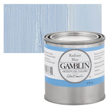 Open in modal - Gamblin Artist's Oil Color - Radiant Blue, 8 oz can and swatch