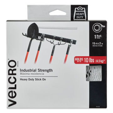 Velcro Brand Industrial Strength Fasteners - Tape Roll, White, 2" x 15 ft, front of packaging