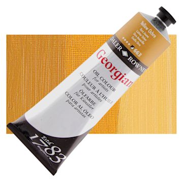 Open in modal - Daler-Rowney Georgian Oil Color - Yellow Ochre, 225 ml tube and swatch