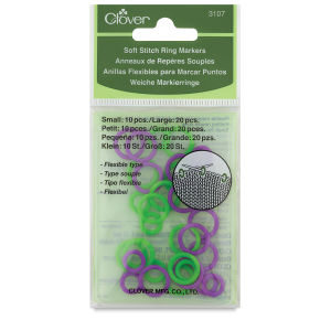 Clover Stitch Markers - Soft Stitch Ring Marker, Pkg of 20