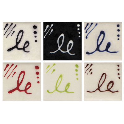 Mayco Designer Liner Set - Examples of lettering possible using colors in 6 pc set