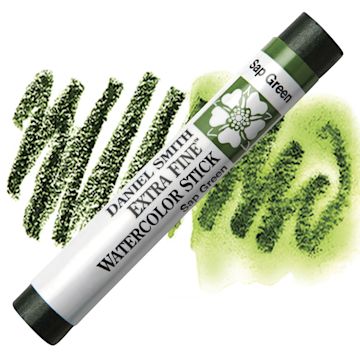Open in modal - Daniel Smith Watercolor Stick - Sap Green stick and swatch