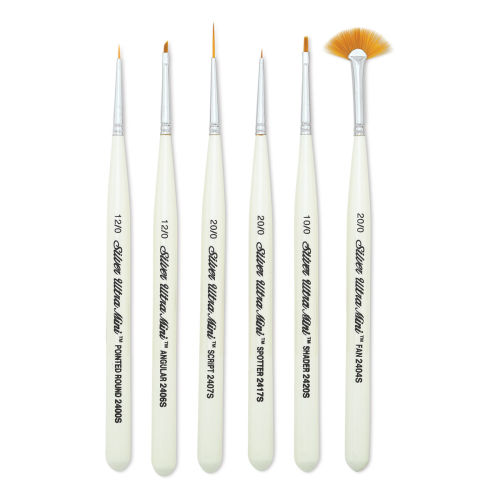Silver Brush Ultra-Mini Brush Set - Basic Mini Detail Brushes, Set of 6