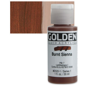 Golden Fluid Acrylics - Burnt Sienna, 1 oz bottle