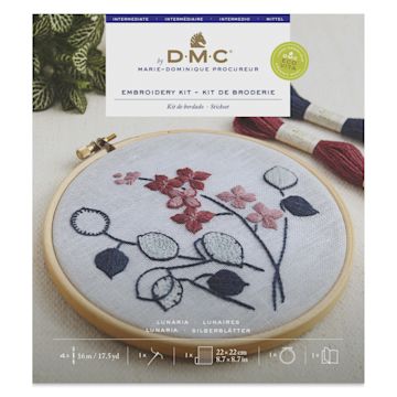 Open in modal - DMC The Designer Collection Eco Vita Embroidery Kit - Lunaria Flowers - front of packaging