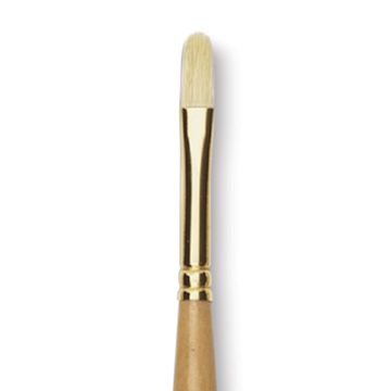 Open in modal - Raphaël D'Artigny Interlocked White Bristle Brush - Filbert, Long Handle, Size 4