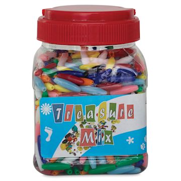 Open in modal - Plastic Bead Mixes - Front of Tub of 870 spaghetti beads