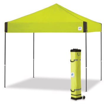 E-Z Up Pyramid Instant Shelter - Limeade color Shelter set up with roller bag
