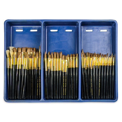 Natural Choice Brush Set - Top view of 144 pc Classroom Set in Storage Tray
