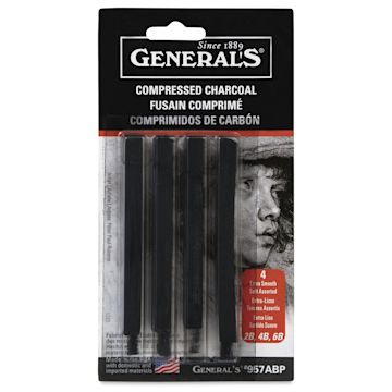 Open in modal - General's Compressed Charcoal - Assorted, Pack of 4, front of the packaging