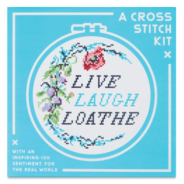 Live Laugh Loathe Cross Stitch Kit, front of kit