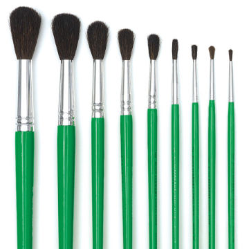 Blick Economy Camel Brushes - Set of 9-Round Brushes Short Handle